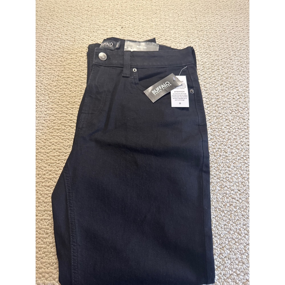 Buffalo David Bitton Slim Ash Black Denim Jeans 33x30 Mens Slim Fit NWT